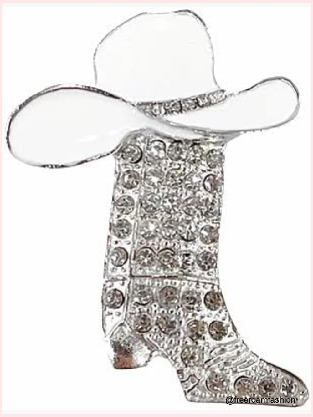 Cowgirl Boot Rhinestone Brooch Lapel Pin Christmas Jewelry Gift for Women